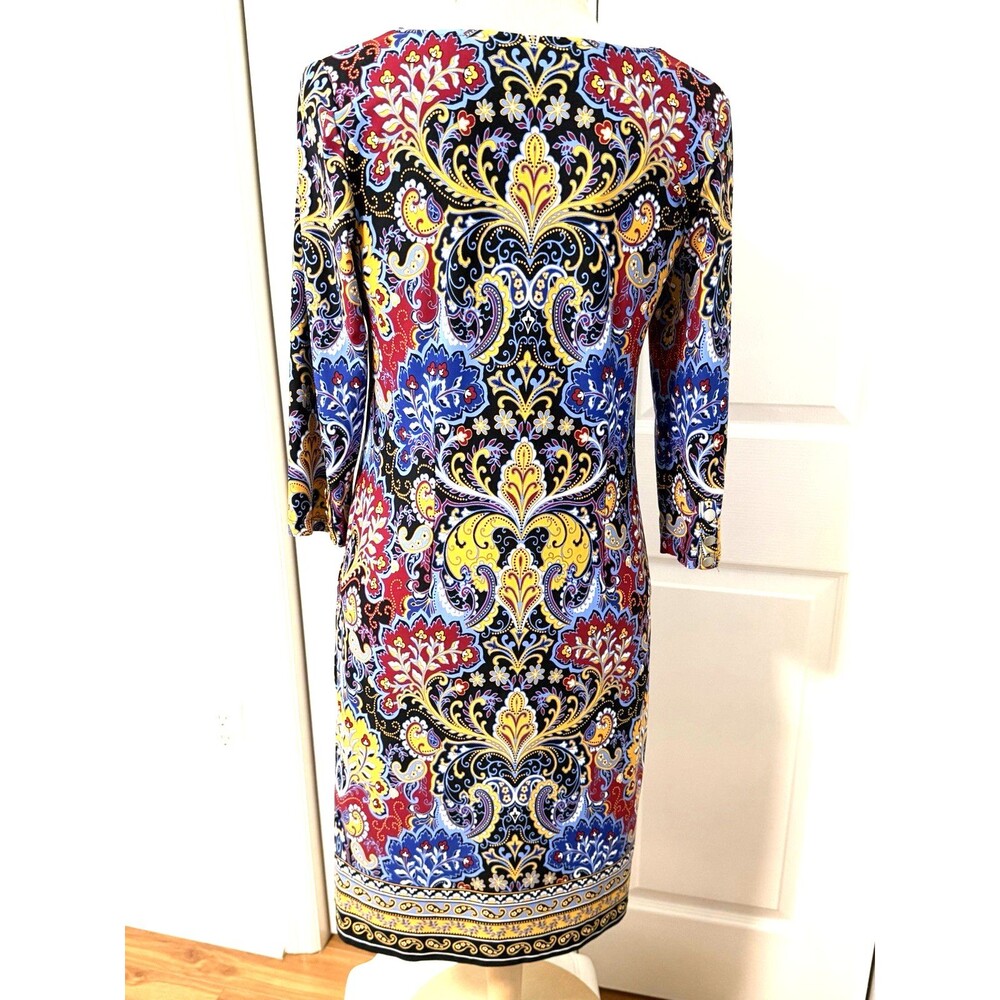 Talbots Jersey Paisley Shift Dress Business Casual Multicolor Size S Petite EUC - Picture 6 of 11